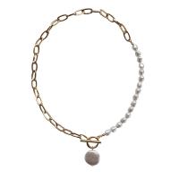 Collar de perlas de plástico, aleación de zinc, con Perlas plásticas, chapado, Joyería & para mujer, 17mm, longitud 42 cm, Vendido por UD