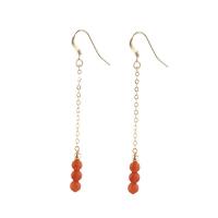 Agate Earring Yunnan Red Agate with Brass gold color plated fashion jewelry & for woman 4mm Length 40 cm Sold By Pair