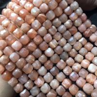 Natural Moonstone Beads Orange Moonstone Square polished DIY orange 8-9mm Length 38 cm Sold By PC