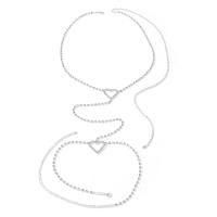 Zinc Alloy Leg Chain Heart plated fashion jewelry & for woman & with rhinestone platinum color Length 65-114.5 cm 45-65.5 cm Sold By PC