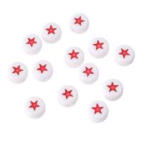 Acrylic Jewelry Beads Flat Round DIY & enamel red Sold By Bag