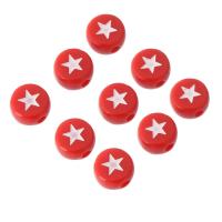 Granos de acrílico de la joyería, Redondo aplanado, Bricolaje & esmalte, Rojo, 7x7x4mm, Vendido por Bolsa