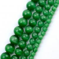 Cats eye smykker Perler, Runde, du kan DIY & forskellig størrelse for valg, grøn, Solgt Per Ca. 37-39 cm Strand