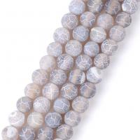 Natürliche Effloresce Achat Perlen, Auswitterung Achat, rund, DIY & verschiedene Größen vorhanden, grau, verkauft per ca. 37-39 cm Strang