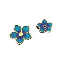 Hair Accessories DIY Findings, Tibetan Style, Flower, gold color plated, different size for choice & enamel, blue, nickel, lead & cadmium free, Sold By PC