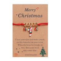 Christmas Holiday Bracelet Zinc Alloy with Wax Cord & Glass Seed Beads gold color plated Christmas jewelry & for woman & enamel Length Approx 6.3-11.8 Inch Sold By Lot
