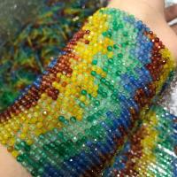 Grânulos de ágata natural Rainbow, Ágata colorida, Roda, DIY & facetada, cores misturadas, 3mm, vendido para Aprox 38 cm Strand