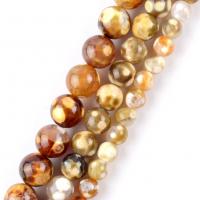 Perline gioielli gemme, pietra color pelle di leopardo, Cerchio, DIY & formato differente per scelta, giallo, Venduto per Appross. 37-39 cm filo
