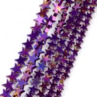 Niemagnetyczne koraliki z hematytu, Hematyt, Gwiazdka, Powlekane, DIY & różnej wielkości do wyboru, fioletowy, sprzedawane na około 37-39 cm Strand