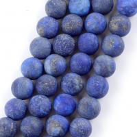 Lapislazuli Perlen, rund, DIY & verschiedene Größen vorhanden & satiniert, blau, verkauft per ca. 37-39 cm Strang