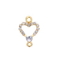 Heart Zinc Alloy Connector gold color plated DIY & with rhinestone & 1/1 loop & hollow clear nickel lead & cadmium free Approx Sold By Bag