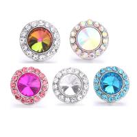 Jewelry Snap Button Zinc Alloy Round silver color plated DIY & with glass rhinestone nickel lead & cadmium free 18mm Sold By PC