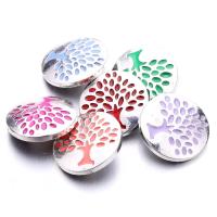 Jewelry Snap Button Zinc Alloy Tree silver color plated DIY & enamel nickel lead & cadmium free 18mm Sold By PC