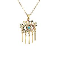 Evil Eye Jewelry Necklace Brass with 1.97 extender chain gold color plated & micro pave cubic zirconia & for woman mixed colors nickel lead & cadmium free Length 17.72 Inch Sold By PC