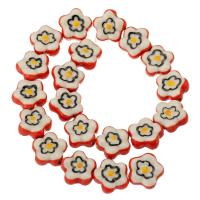 Tisak Porculanske perle, Porculan, Cvijet, možete DIY, crven, 17x16x7mm, 20računala/Torba, Prodano By Torba