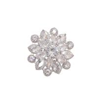 Cubic Zirconia Brooch Brass silver color plated fashion jewelry & micro pave cubic zirconia & for woman nickel lead & cadmium free Sold By PC