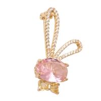 Cubic Zirconia Brooch Brass Rabbit gold color plated fashion jewelry & micro pave cubic zirconia & for woman nickel lead & cadmium free Sold By PC