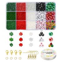 Gemengde Glass Seed Beads, Glazen kralen, met Plastic Box & Aluminium & Messing, plated, DIY, gemengde kleuren, 170x20x100mm, Verkocht door box