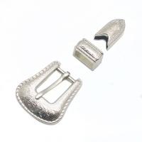 aleación de zinc Hebilla de correa, chapado en color de plata, tres piezas & Bricolaje, libre de níquel, plomo & cadmio, 49x55mm,26x13mm,17x35mm, 3PCs/Set, Vendido por Set