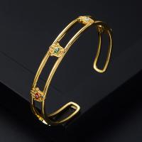 Cubic Zirconia Micro Pave Brass Bracelet gold color plated & micro pave cubic zirconia & for woman & enamel gold 65mm Sold By PC