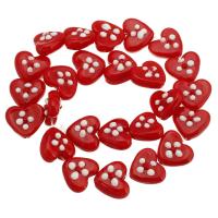 Bosselée de bijoux en perles, chalumeau, coeur, DIY, rouge, 15x17.50x9mm, 20PC/lot, Vendu par lot