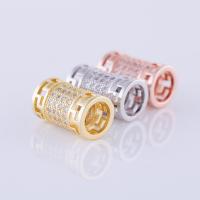Brass Tube Beads plated DIY & micro pave cubic zirconia nickel lead & cadmium free Sold By PC