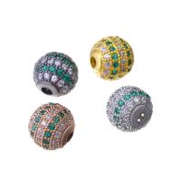Cubic Zirconia Micro Pave Brass Beads Round plated DIY & micro pave cubic zirconia nickel lead & cadmium free 10mm Approx 1.5mm Sold By PC