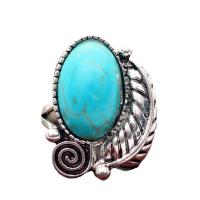 Turquoise Finger Ring Brass with turquoise antique silver color plated Unisex  nickel lead & cadmium free Sold By PC