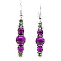 Crystal Earrings Brass with Crystal silver color plated for woman & with rhinestone fuchsia nickel lead & cadmium free Sold By Pair