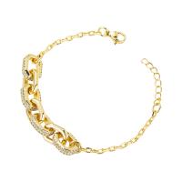 Messing armband met micro-paved kubieke zirconia's, gold plated, micro pave zirconia & voor vrouw, goud, 70mm, Verkocht door PC