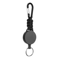 Zinc Alloy Carabiner Key Ring with ABS Plastic Round Unisex & retractable black Sold By PC