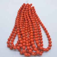 Jade Beads, Mashan Jade, Runde, poleret, du kan DIY & forskellig størrelse for valg, rødligorange, Solgt Per Ca. 15.75 inch Strand