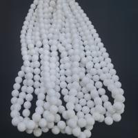 Jade korálky, Mashan Jade, Kolo, lesklý, DIY & různé velikosti pro výběr, bílý, Prodáno za Cca 15.75 inch Strand