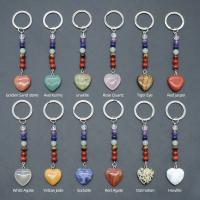 Bag Purse Charms Keyrings Keychains Gemstone with Iron Heart silver color plated & Unisex 103mm Sold By PC