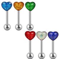 Stainless Steel Tongue Ring 316L Stainless Steel Heart polished Unisex & enamel Sold By PC