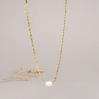 Natural Freshwater Pearl Necklace 316L Stainless Steel with Freshwater Pearl with 6cm extender chain fashion jewelry & for woman golden Length Approx 36 cm Sold By PC