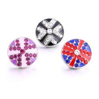 Jewelry Snap Button Zinc Alloy Round antique silver color plated DIY & enamel & with rhinestone nickel lead & cadmium free 18mm Sold By PC