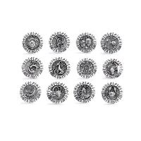 Jewelry Snap Button Zinc Alloy 12 Signs of the Zodiac antique silver color plated DIY nickel lead & cadmium free 18mm Sold By PC