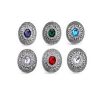 Jewelry Snap Button Zinc Alloy Ellipse antique silver color plated DIY & with glass rhinestone nickel lead & cadmium free 18mm Sold By PC