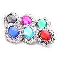 Jewelry Snap Button Zinc Alloy Ellipse antique silver color plated DIY & with glass rhinestone nickel lead & cadmium free 18mm Sold By PC