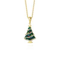 Christmas Necklaces 925 Sterling Silver Christmas Tree plated micro pave cubic zirconia & for woman Length Approx 17.7 Inch Sold By PC