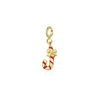 925 Sterling Silver Pendant Christmas Candy Cane plated & for woman & enamel Length Approx 17.7 Inch Sold By PC