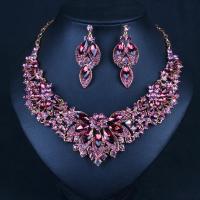 Crystal Jewelry Sets Zinc Alloy with Crystal plated 2 pieces & for woman & with rhinestone Length Approx 18.5 Inch Sold By Set