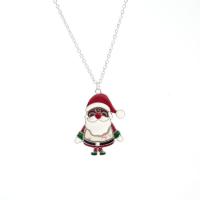 Christmas Necklaces Zinc Alloy Santa Claus gold color plated Christmas Design & for woman & enamel multi-colored Length Approx 20.07 Inch Sold By PC
