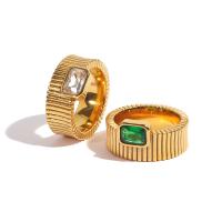 Cyrkonia stali nierdzewnej Ring Finger, Stal nierdzewna 304, biżuteria moda & różnej wielkości do wyboru & dla kobiety & z sześcienną cyrkonią, dostępnych więcej kolorów, 22x11mm, sprzedane przez PC