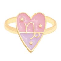Titanium Steel Finger Ring Heart real gold plated adjustable & for woman & enamel US Ring Sold By PC