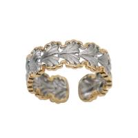 Brass Finger Ring Leaf plated adjustable & for woman & hollow nickel lead & cadmium free 7mm US Ring Sold By PC