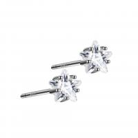 Cubic Zircon (CZ) Stud Earring 925 Sterling Silver platinum color plated for woman & with rhinestone 4mm Sold By Pair