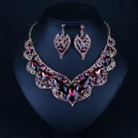 Crystal Jewelry Sets Zinc Alloy with Crystal plated 2 pieces & for woman & with rhinestone purple Length Approx 18.89 Inch Sold By Set