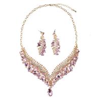 Crystal Jewelry Sets Zinc Alloy with Crystal plated 2 pieces & for woman & with rhinestone Length Approx 17.7 Inch Sold By Set